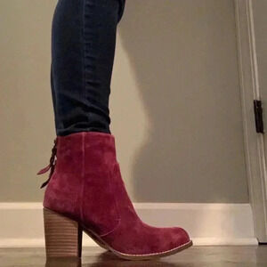 Splendid Women’s Burgundy Suede Leather Booties Boots Shoes Size 7.5